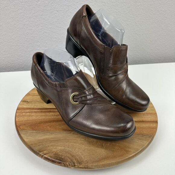 2011‎ Clarks Leather Bendables Wish Trance Clogs Booties Womens 10M Cottagecore - Picture 1 of 7